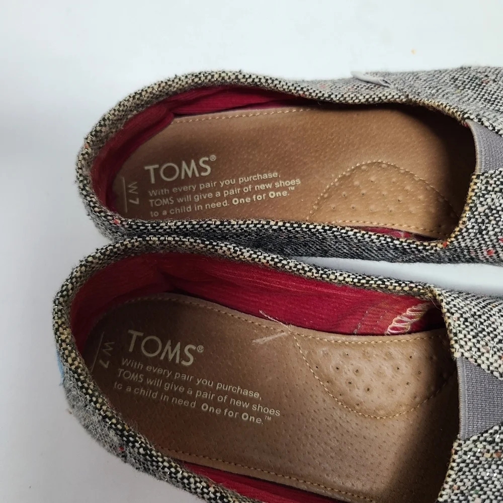 Toms Classic Silver Karsen Tweed Slip-On Shoes 7 - Picture 6 of 7